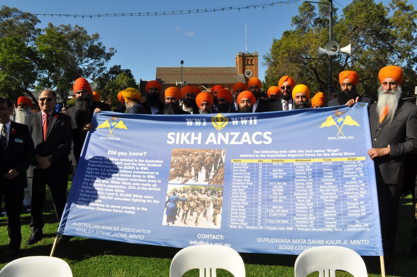 The Sikh ANZACs banner displayed at a community event
